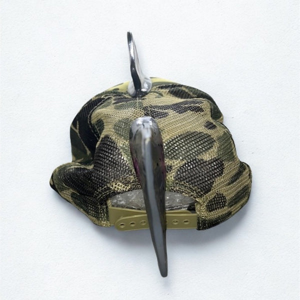 Angler's Expressions 3D Trout Fish Snapback Camo Trucker Hat 1989 VTG Vintage