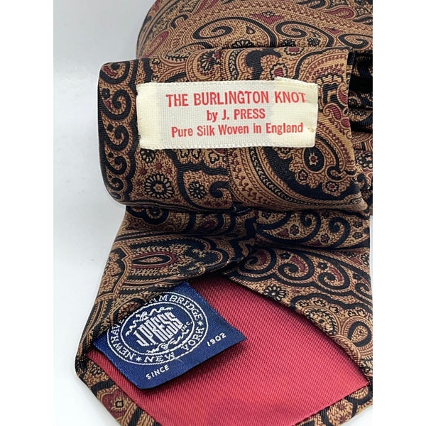 J Press Burlington Knot Paisley Madder Silk Tie Handmade England Mens Necktie