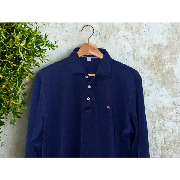 Holderness & Bourne LS Polo Men’s M Navy Tailored Fit Watchung Valley Golf Club