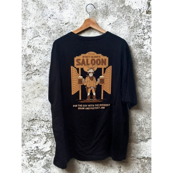 Birddogs Wyatt Slurp’s Saloon Tee 2XL Black Funny Western Cowboy Graphic EUC