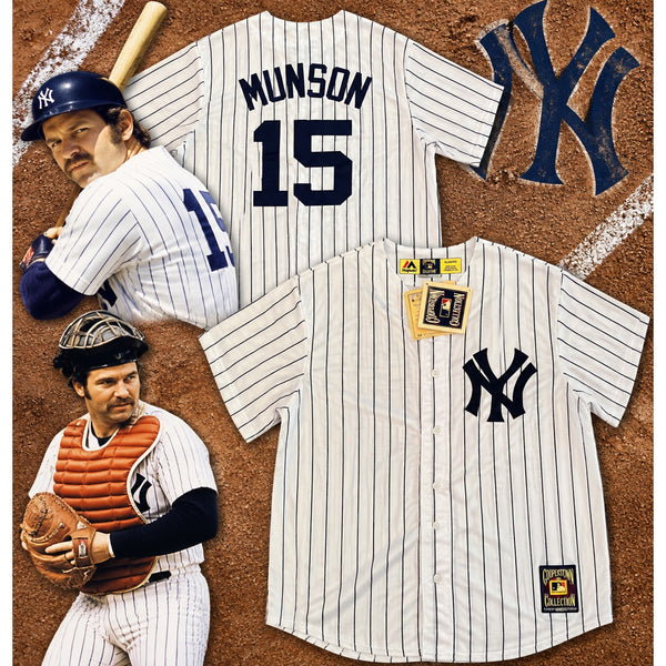 New York Yankees Thurman Munson #15 Majestic Cooperstown Jersey Mens XL NWT USA