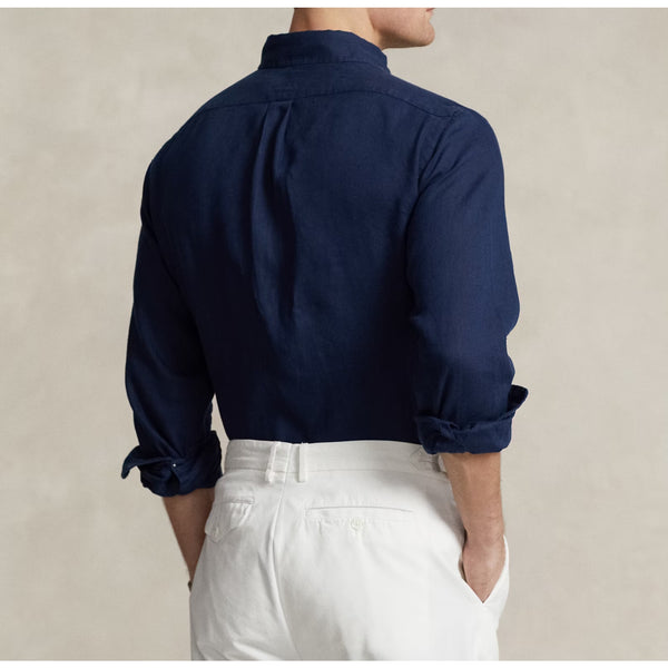 Polo Ralph Lauren Linen Shirt Men 2XL Navy Classic Fit Button Down Pony NWT
