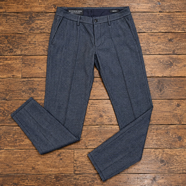 Scotch & Soda Mott Pants Men 34x32 Houndstooth Wool Blend Slim Fit Chino