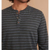 Marine Layer Double Knit Henley Shirt Mens 2XL Gray Blue Striped Long Sleeve NWT