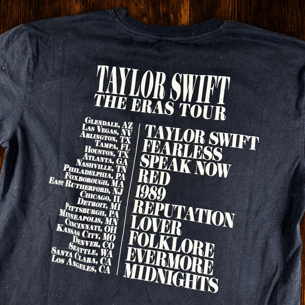 Taylor Swift The Eras Tour T-Shirt Black Size L Official Tour Merch EUC