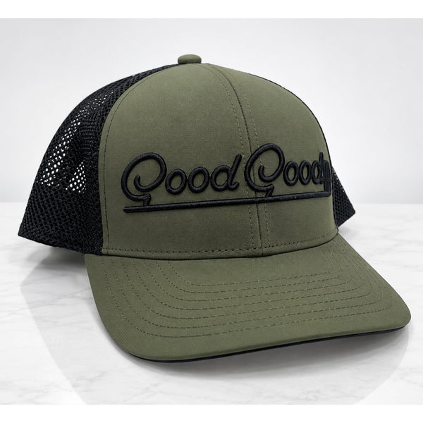 Good Good Golf Stance Trucker Hat Olive Green Black Mesh Snapback OSFA
