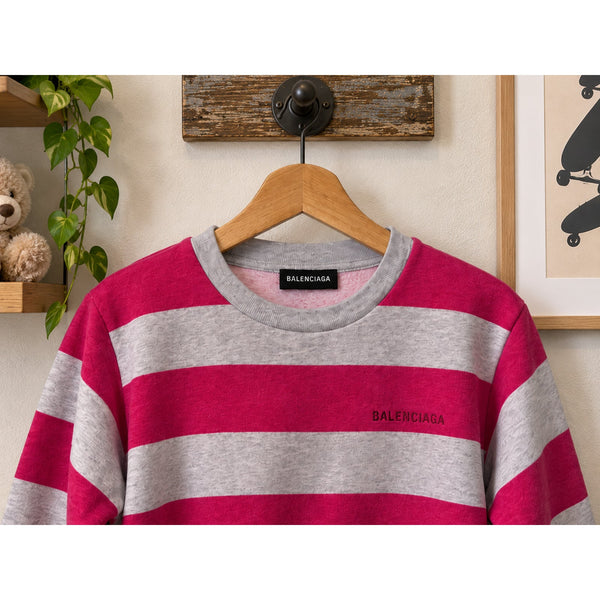 Balenciaga Kids Striped Sweatshirt Pink Gray Size 6 NWT $295 Designer