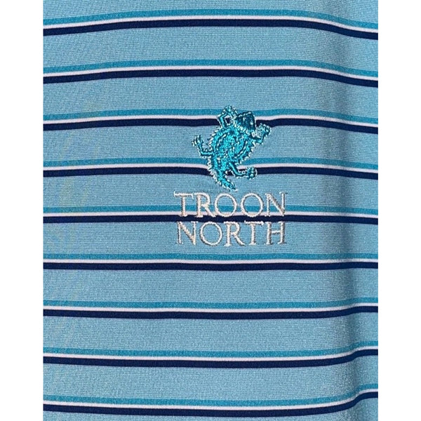 Peter Millar Summer Comfort Troon North Polo Shirt Large Blue Stripe Golf