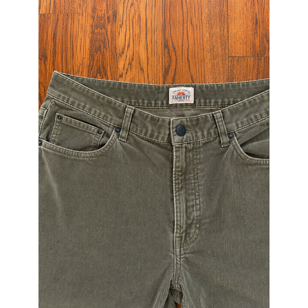 Faherty Stretch Corduroy 5-Pocket Pant Men's 38x32 Surplus Olive Organic Cotton