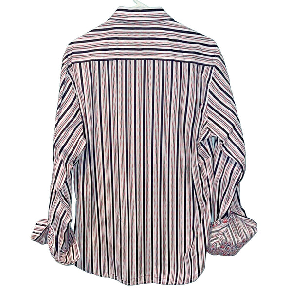 Robert Graham Flip Cuff Striped Classic Fit Button Down Shirt Sz. XL NWOT