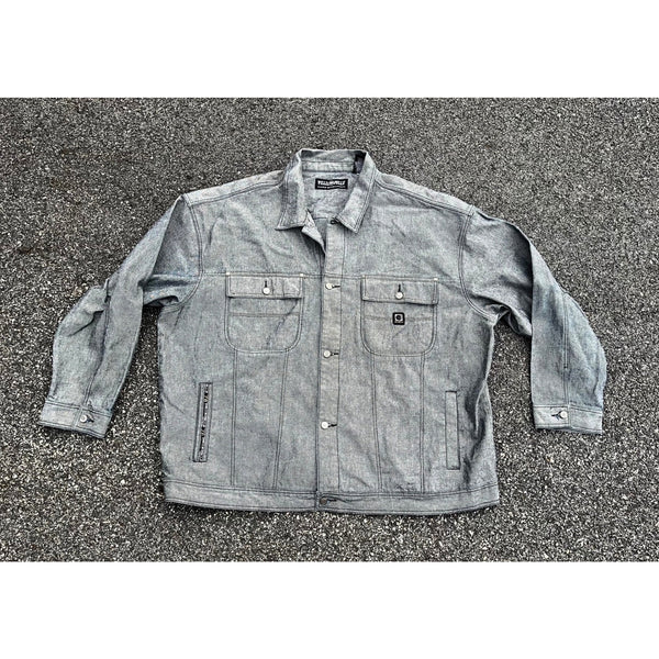 Pelle Pelle Marc Buchanan Denim Jacket 4XL Gray Hip Hop Y2K Jean Coat Vintage