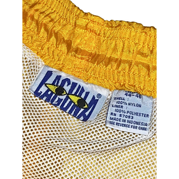 Vintage 80s Laguna Swim Trunks Shorts Yellow NWT 2XL 44-46 Mesh Lined Nylon NOS