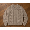 Anncraft Donegal Irish Wool Fisherman Sweater L Full Zip Cable Knit Vintage