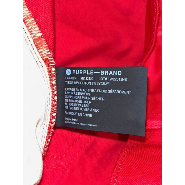 Purple Brand P001 Red Patent Leather Film Jeans Men’s 34x33 Skinny Low Rise