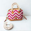 Dooney & Bourke Bitsy Bag Chevron Fuchsia Pink Canvas Leather Satchel NWT