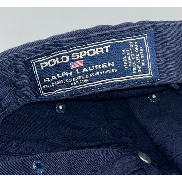 Polo Sport Ralph Lauren Vintage 2000 Logo Twill Ball Cap Hat Blue Rare Cotton