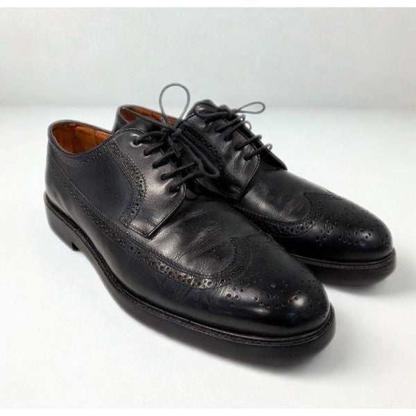 Polo Ralph Lauren Asher Wingtip Oxford Shoes Black Leather Italy Men's 9.5 D