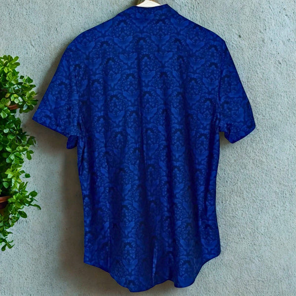 Robert Graham Bayview XL NWT Navy Floral Damask Short Sleeve Button Up Shirt