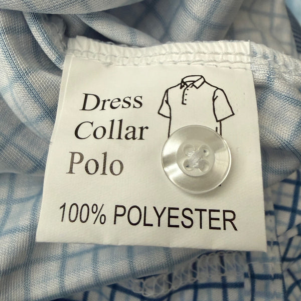Collars & Co Large Blue Tattersall Polo Semi-Spread Dress Collar Performance NWT