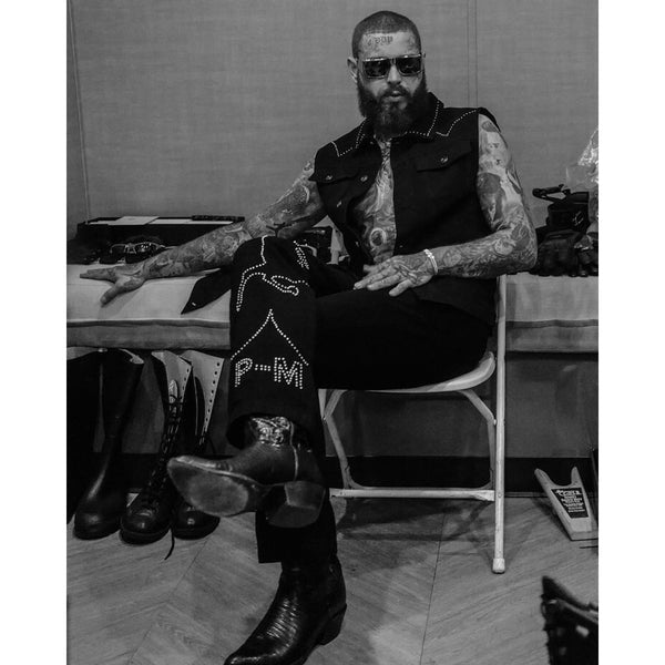 Post Malone x Harley-Davidson Studded Horsepower Denim Jeans 34x32 NWT Rare $175