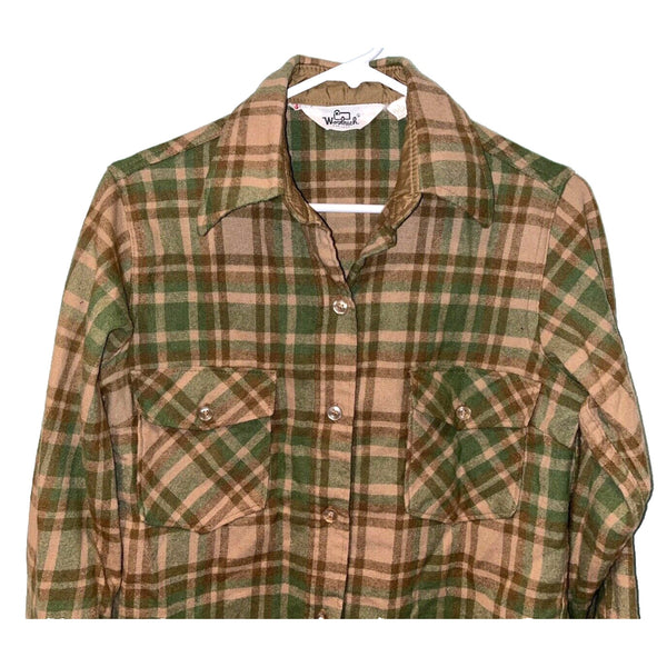 Woolrich Wool Jacket Work Shirt Womens Sz. 14 Plaid Long Sleeve Vintage