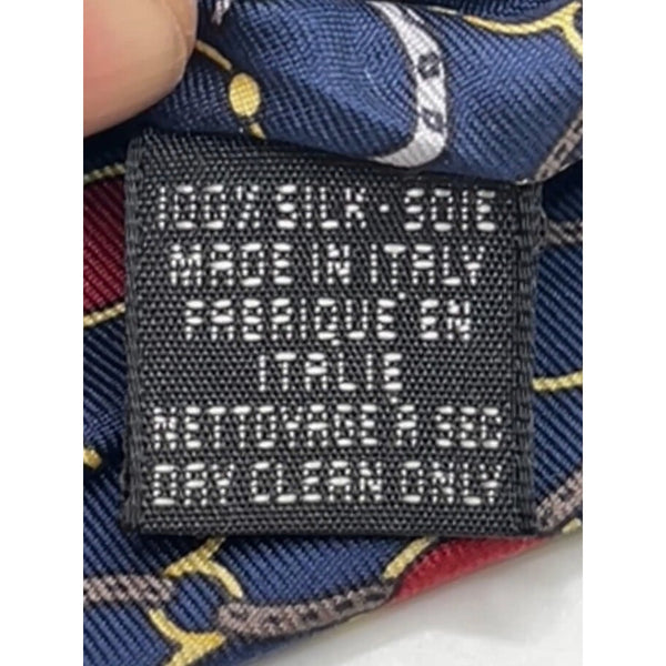 Gucci Paolo Equestrian Silk Tie Navy Gold Red Geometric Horsebit Italy