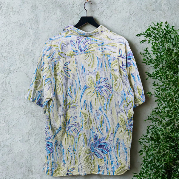 Tommy Bahama Silk Camp Shirt Mens XL Hawaiian Floral Print Button Up