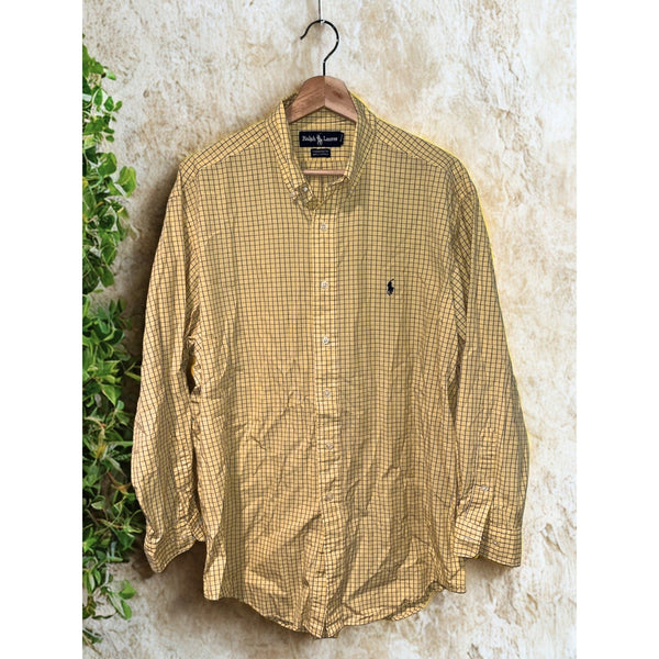 Polo Ralph Lauren Yarmouth Shirt Men’s 16 32/33 Yellow Blue Button Down