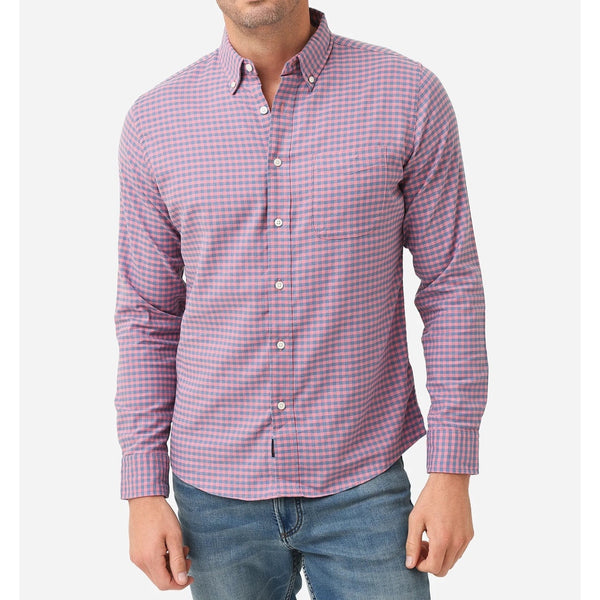 Faherty Brand Blue Rose Gingham Stretch Oxford Shirt 2.0 Mens XL EUC