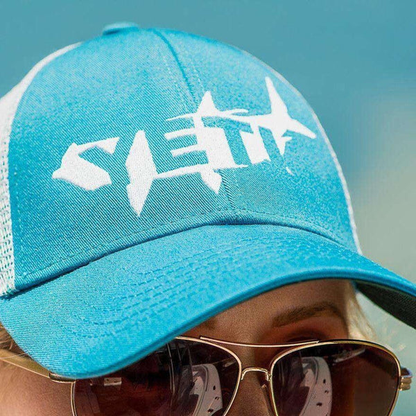 YETI Tarpon Fish Light Blue (Teal) Trucker Hat Ball Cap Mesh Snapback