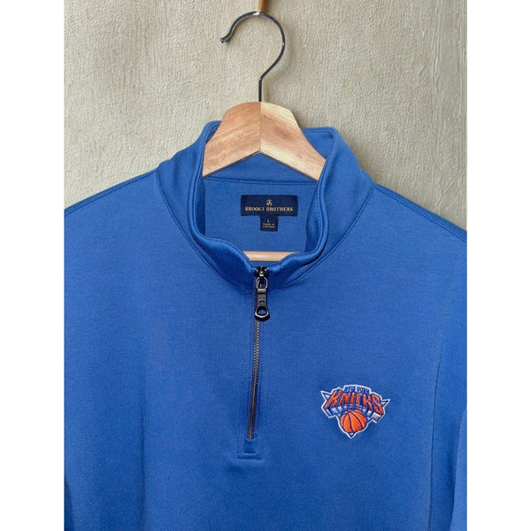 New York Knicks Brooks Brothers Employee 1/4 Zip Pullover Charter Blue Sz L NWOT