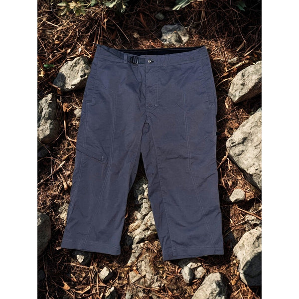 Prana Cropped Pants Womens M Gray Belted Hiking Capri Lightweight Stretch