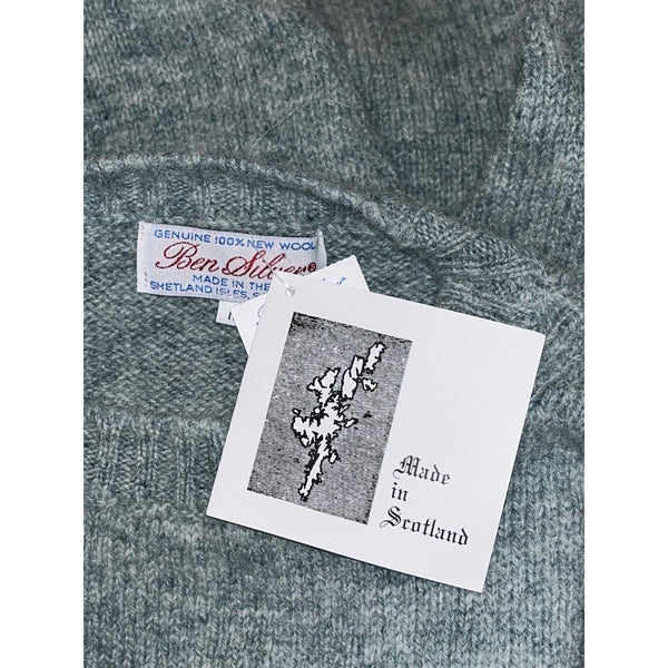 Ben Silver Vintage Shetland Wool Shag Sweater Men's M Blue Melange Scotland NWT