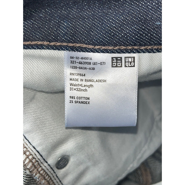 Uniqlo Selvedge Raw Denim Jeans Mens 31x32 Kaihara Japan Slim Straight Indigo