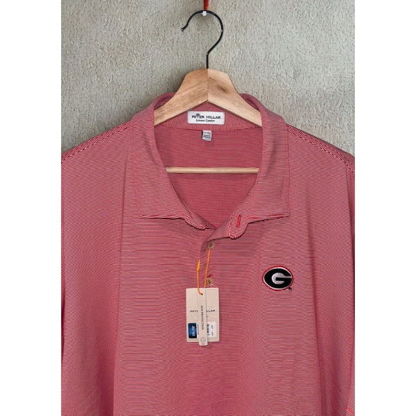 Georgia Bulldogs Peter Millar UGA Polo Summer Comfort Jubilee Stripe Sz. 2XL NWT
