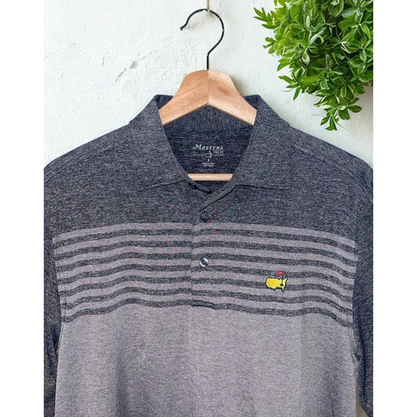 Masters Tech Augusta National Golf Polo Gray Striped Performance Shirt Sz S NWOT