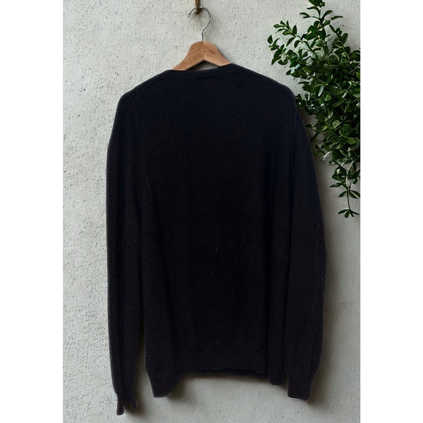 Lands' End Mens 100% Cashmere V-Neck Sweater Black 2XL Tall