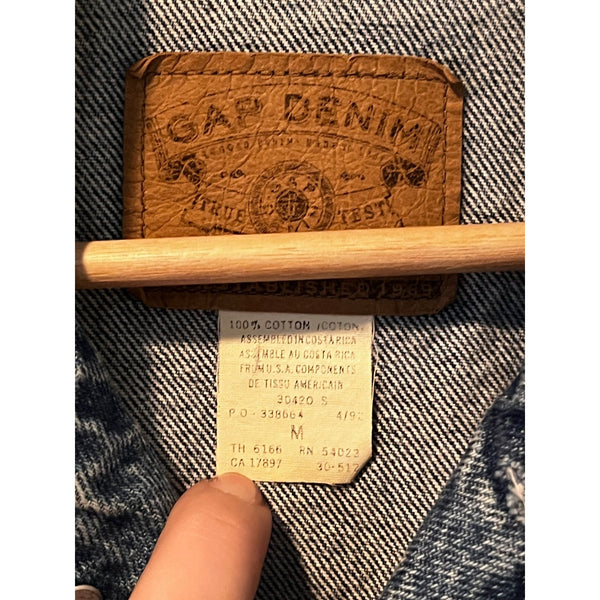 GAP Denim Jacket Vintage 90s Medium Blue Jean Trucker Style Made in Costa Rica