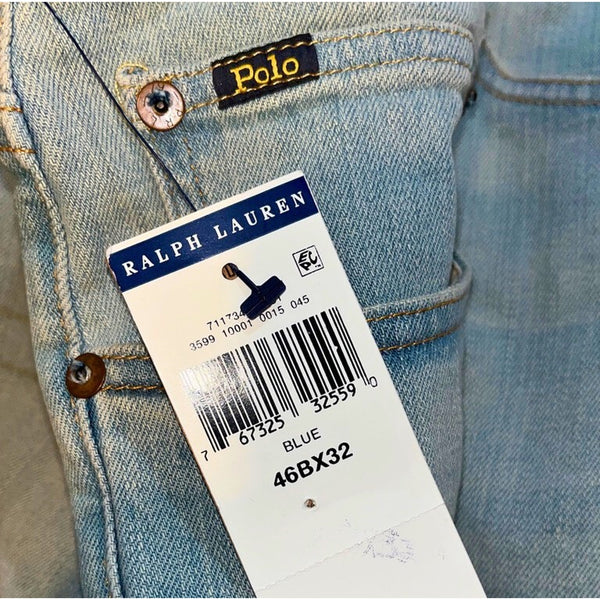 Polo Ralph Lauren Varick Slim Straight Jeans 46B X 32 NWT Light Blue Stretch