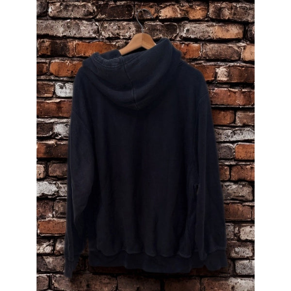 NYU Hoodie MV Sport Pro Weave Sunfaded Black Purple Spellout Size L Y2K