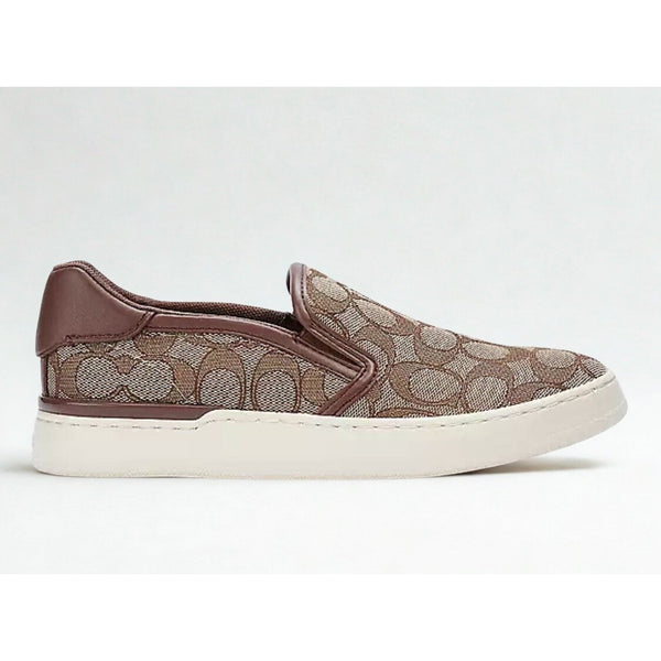 Coach Wells Slip On Sneakers C4393 Sig PVC Khaki Saddle Women’s 9B NIB