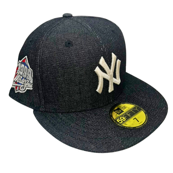 New York Yankees Denim Hat Baseball New Era 59FIFTY Cap 1999 World Series Size 7