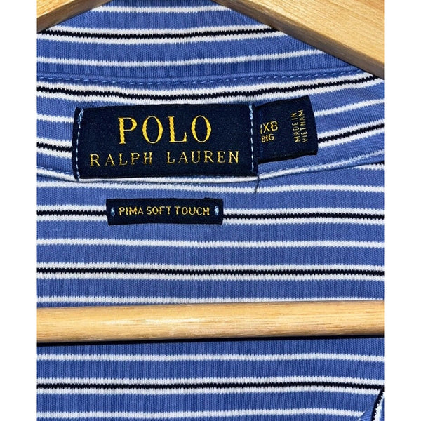 Polo Ralph Lauren Golf Polo 4XB Blue Stripe Pima Soft Touch Big Cotton Shirt
