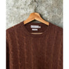 Peter Millar Brown Red Cable Knit Sweater M Luxe Blend Wool Cashmere Small Flaw