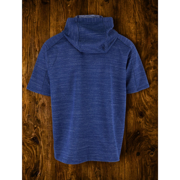 Rhone Luxe Short Sleeve Knit Hoodie XL Indigo Blue Pullover Performance $98 NWOT