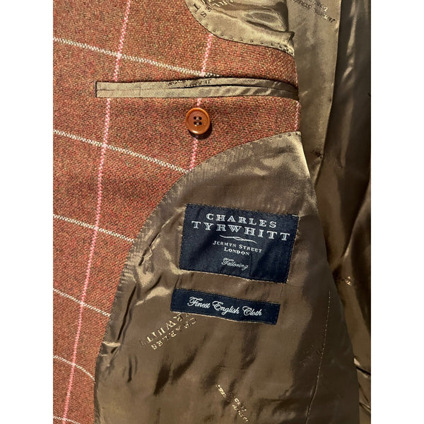Charles Tyrwhitt Wool Cashmere Windowpane Blazer Sport Coat 42R English Cloth