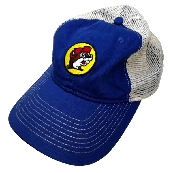 Buc-ee’s Gas Station Blue White Mesh Snapback Baseball Cap Hat EUC