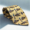 Burberry Silk Tie Fishing Fly Fisherman Scene Yellow Made In Italy Luxury