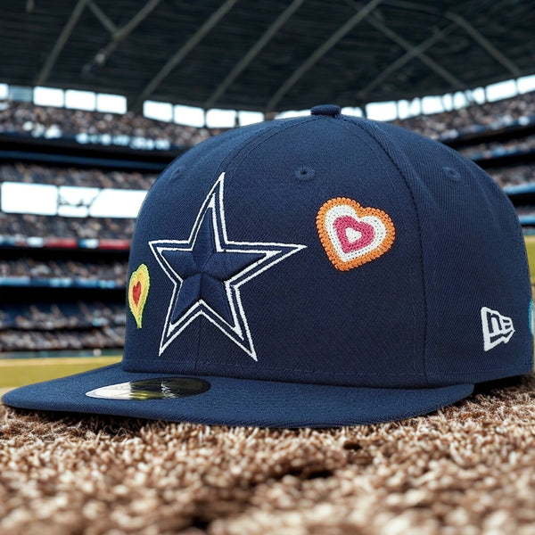 Dallas Cowboys New Era NFL Chain Stitch Heart 59FIFTY Fitted Hat 7 1/2 Pink UV