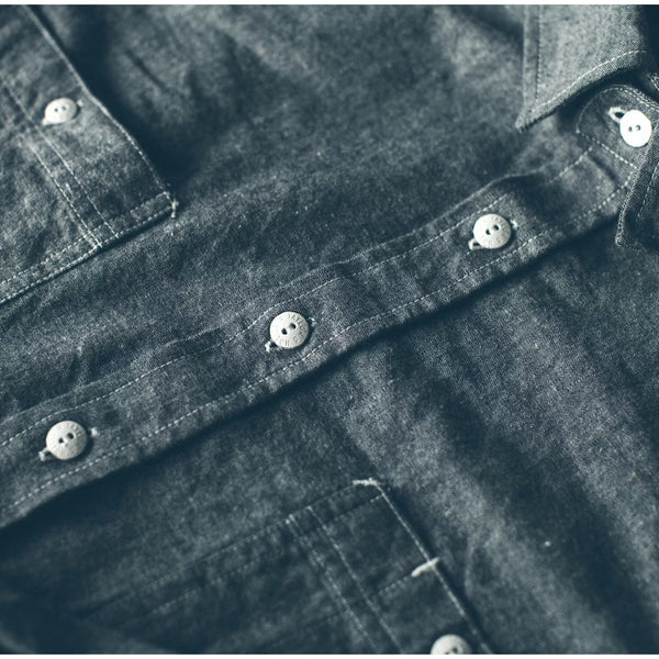 Taylor Stitch California Work Shirt Sz. 40 Charcoal Chambray Organic Cotton NWOT